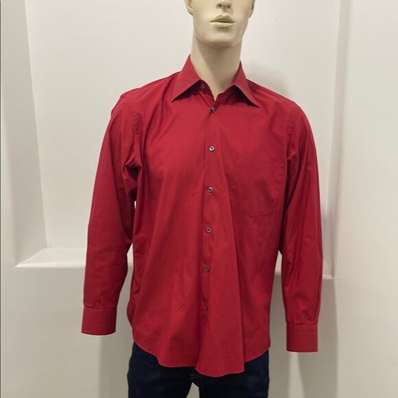 Other - Hugo Boss Red Long Sleeve Men's Shirt Cotton Size 16